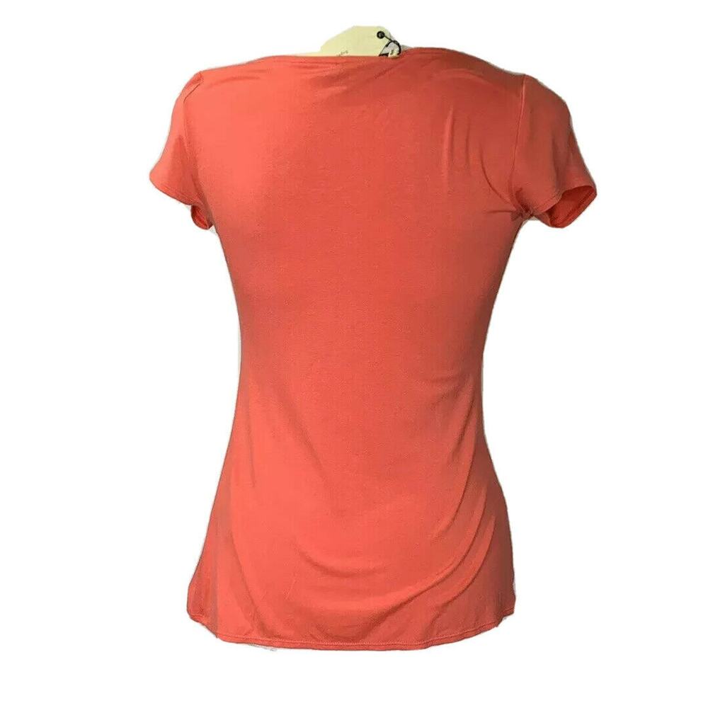 Sophie max Women’s Deep Coral Orange Cowl Neck Ruched Sides, Size s blouse top - Picture 3 of 11